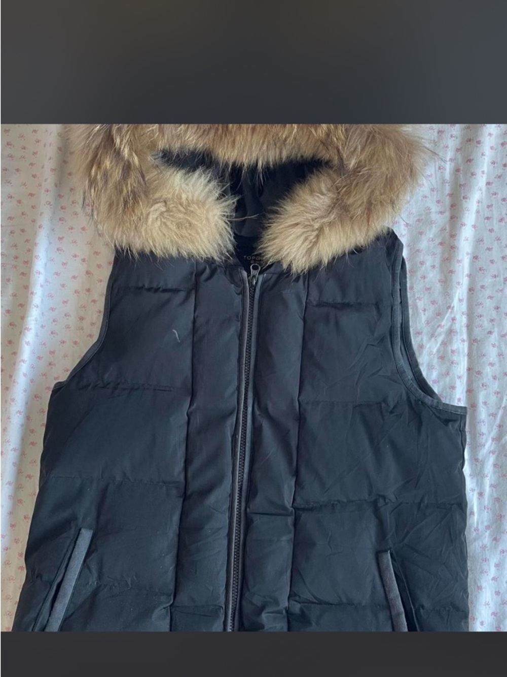 Black Puffer Vest with Faux Fur Hood